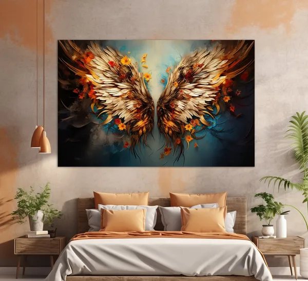 Abstract Angel Wings Religious Wall Art Print