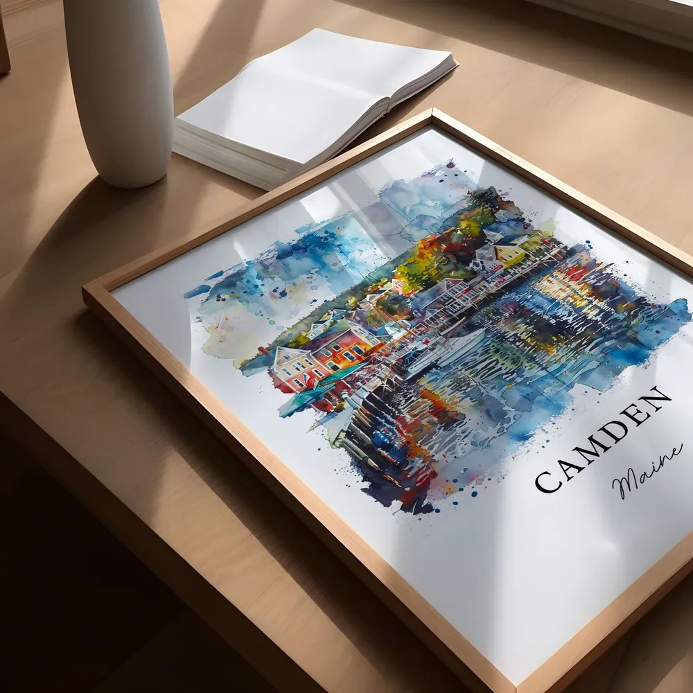 Camden Maine Travel Poster, Penobscot Bay Watercolor - Image 5