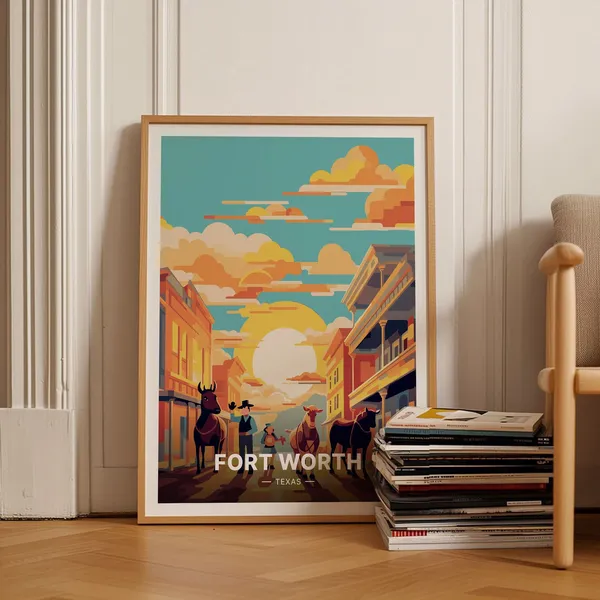 Fort Worth Texas Mid-Century Travel Poster Art Print