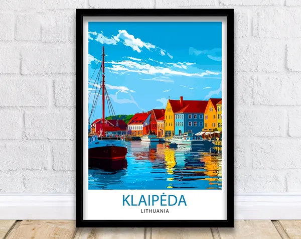 Klaipeda Lithuania Travel Poster, Europe Travel Art