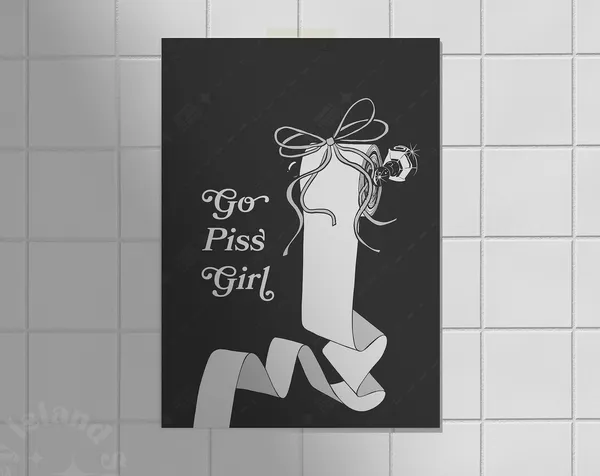 Go Piss Girl Coquette Bathroom Decor Wall Print