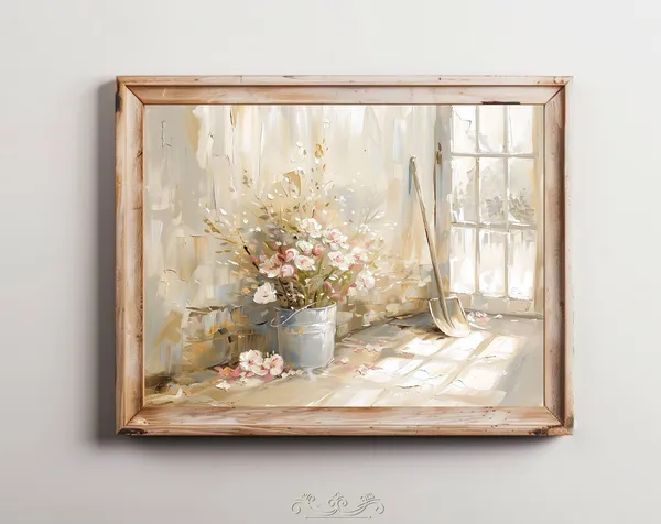 Flowers Botanical Country Garden Oil Painting Art Print