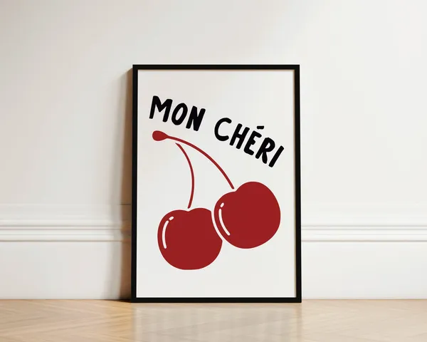 Mon Cheri Cherry Print, French Wall Art