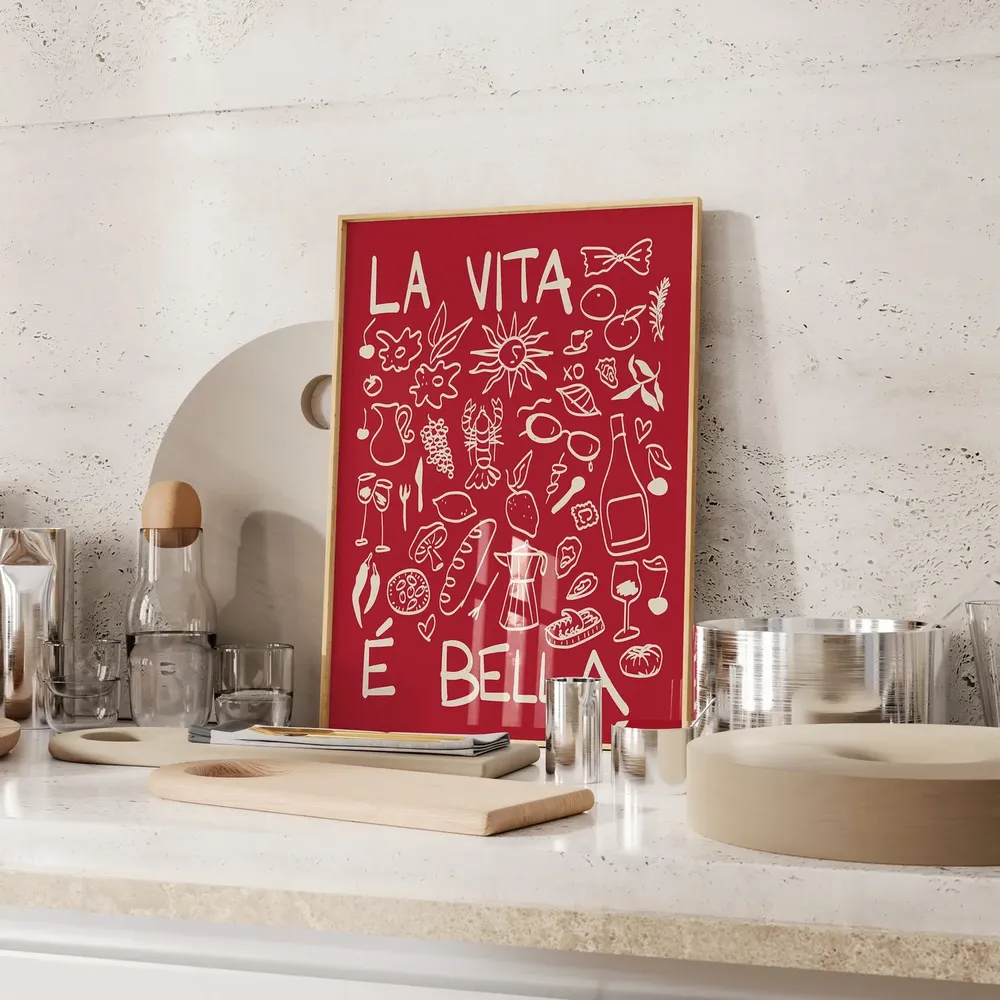 Italian La Vita Vintage Poster Print, Retro Quote - Image 2