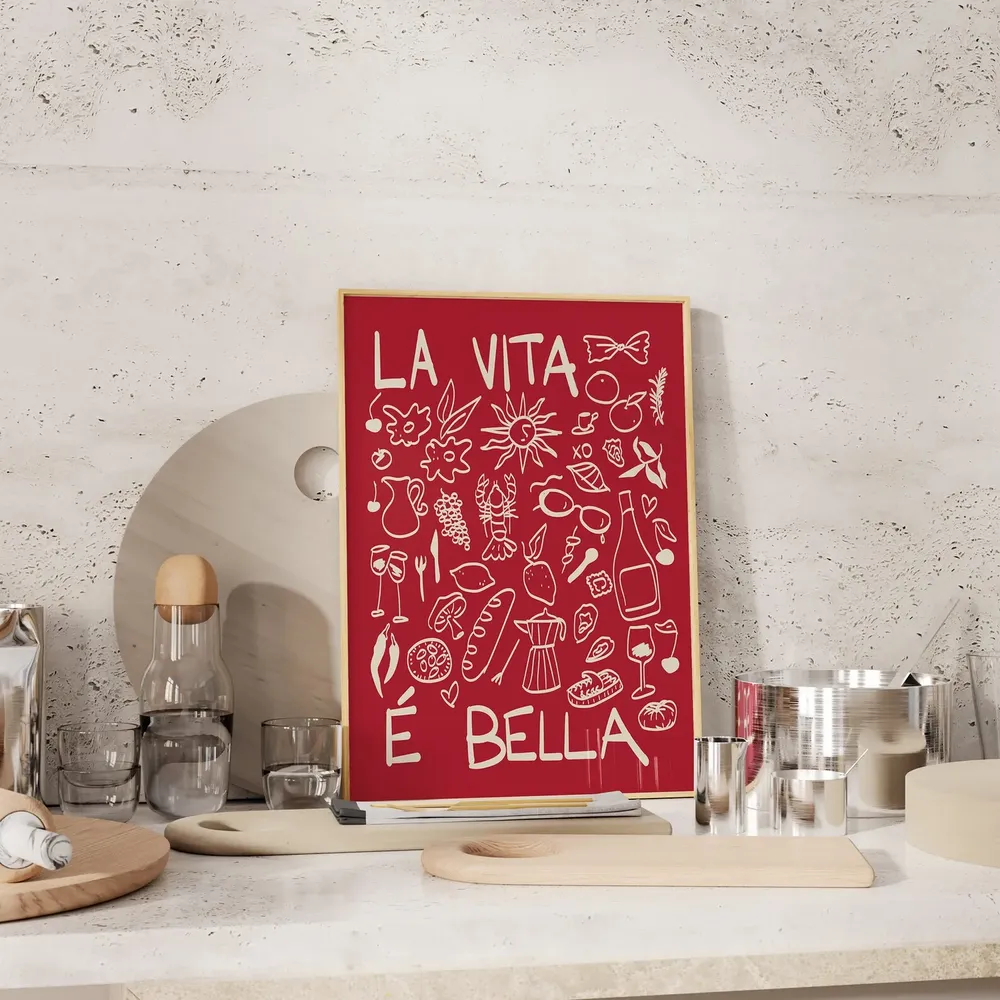 Italian La Vita Vintage Poster Print, Retro Quote - Image 3