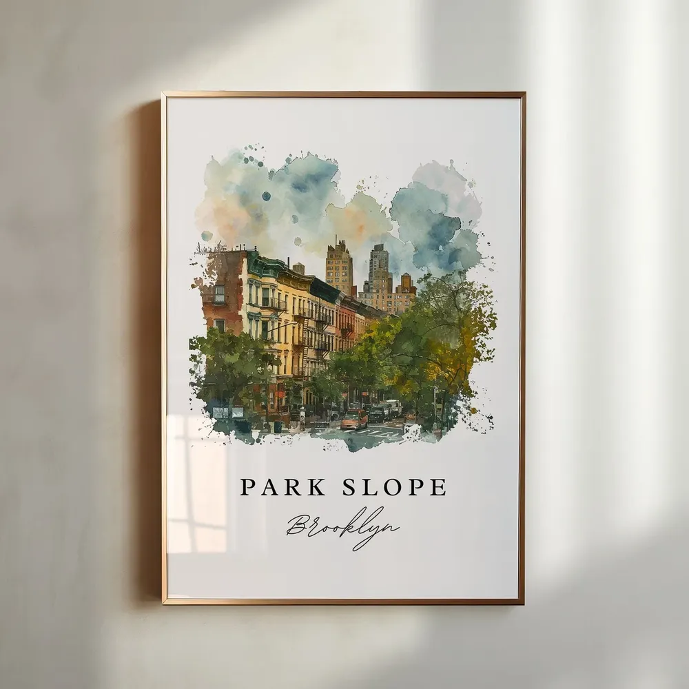 Park Slope NYC Travel Poster, Brooklyn Custom Text