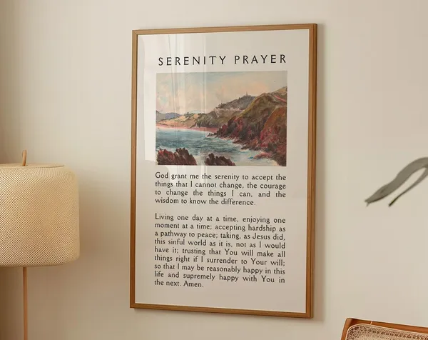 Christian Serenity Prayer Landscape Bible Verse Poster