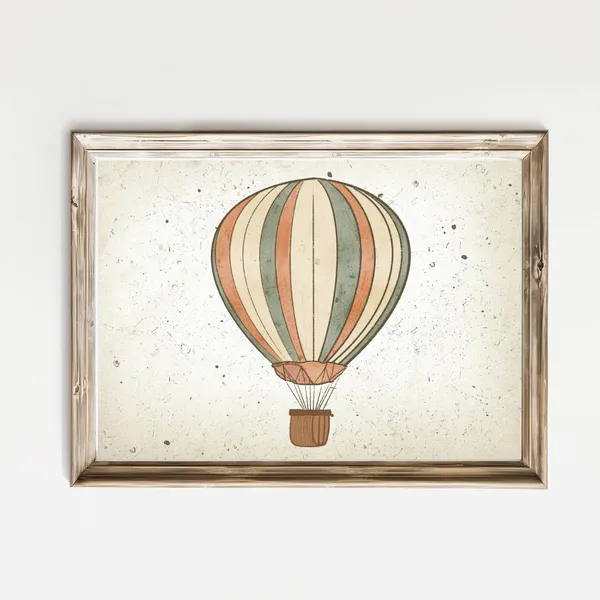 Hot Air Balloon Vintage Nursery Art Print