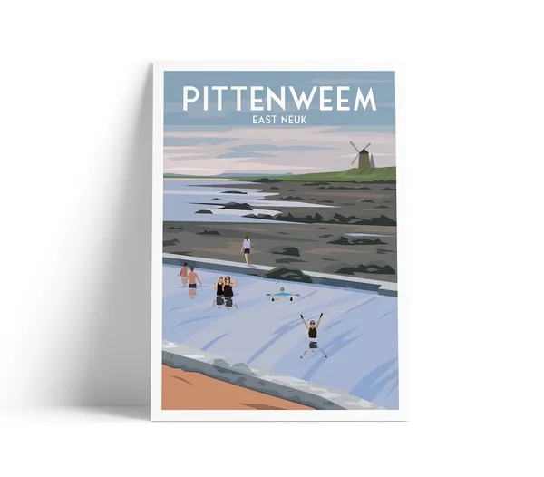 Pittenweem Tidal Pool Travel Poster, Fife Scotland