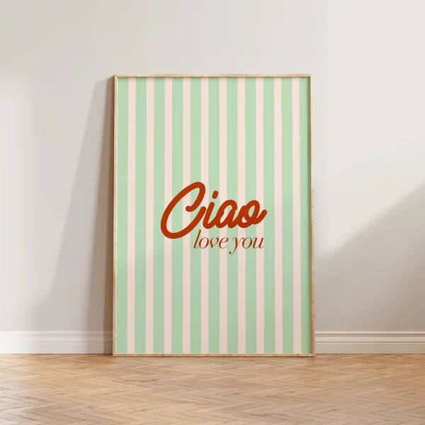 Retro Hall Striped Italian Bye Love You Poster