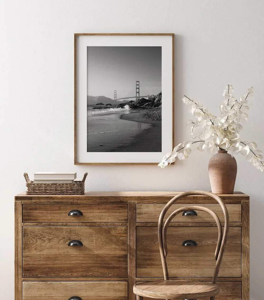 Baker Beach San Francisco Black And White Art Print