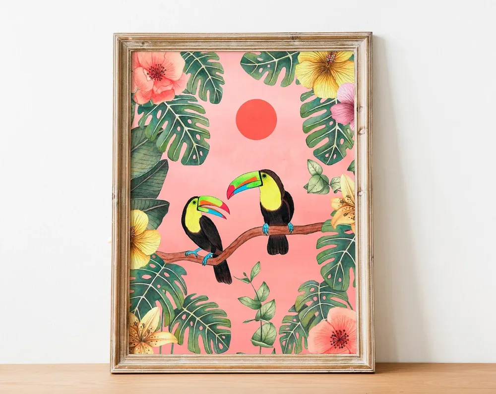 Toucan Tropical Bird Art Print, Jungle Illustration