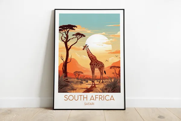 South Africa Travel Print, Safari Poster Art Print