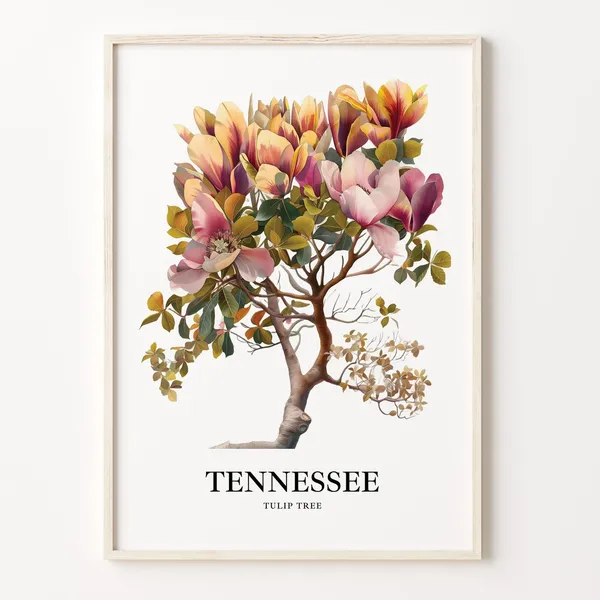 Tennessee Tulip Tree Art Print, Floral Botanical Decor