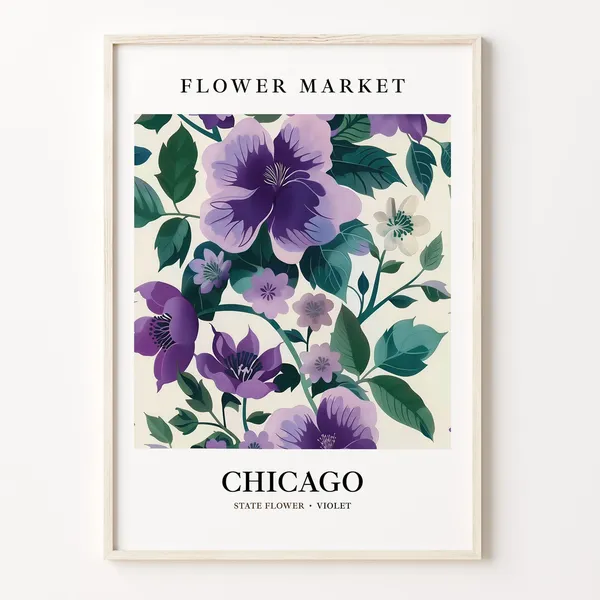 Chicago Wild Flower Market Art Print, Botanical Pastel Artwork