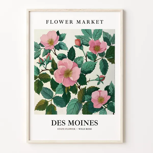 Des Moines Iowa Wild Rose Market Wall Art Print