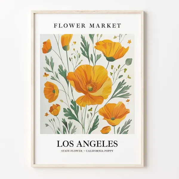 Los Angeles Flower Market Art Print, California Poppy