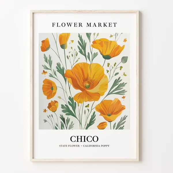 Chico California Flower Market 1960s Poppy Art Print