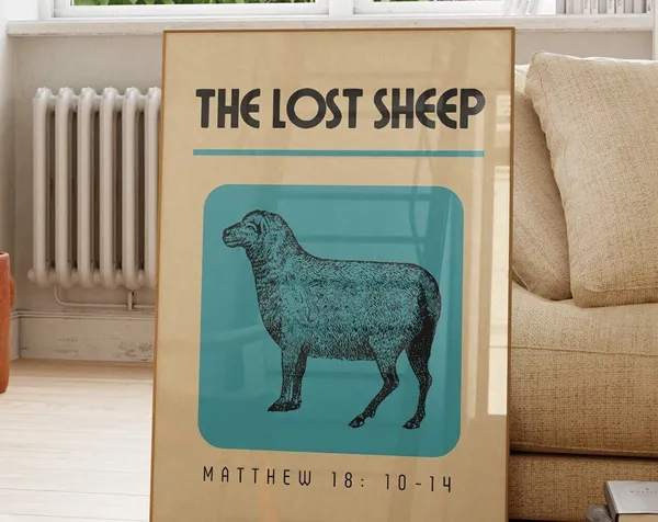 The Lost Sheep Retro Christian Art Print