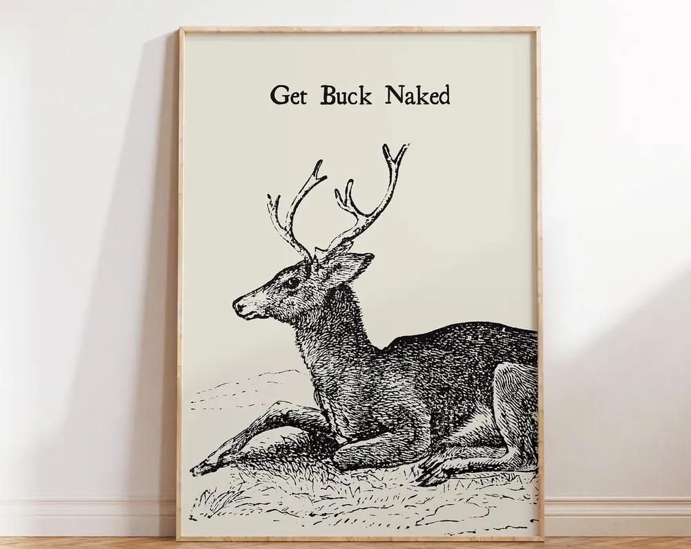 Vintage Retro Deer Bathroom Art Print