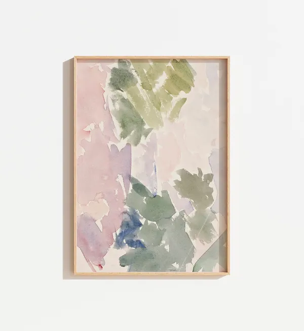 Soft Pastel Vintage Abstract Watercolor Art Print