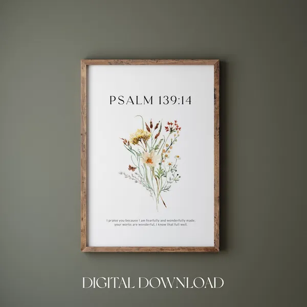 Psalm 139:14 Bible Verse Wildflower Wall Art