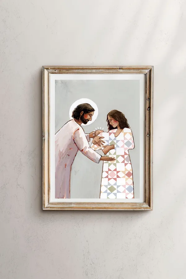 Into Your Care Jesus Giving Baby To Mother, Art Print