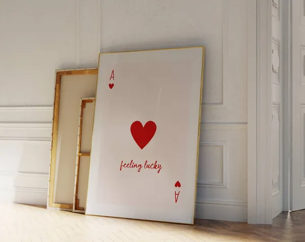 Lucky Girl, Retro Ace Of Hearts Art Print