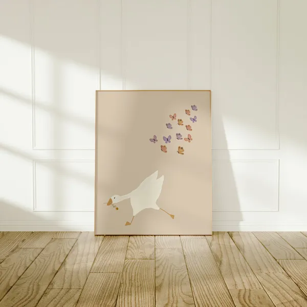 Silly Goose Cute Goose Poster, Girl Nursery Decor