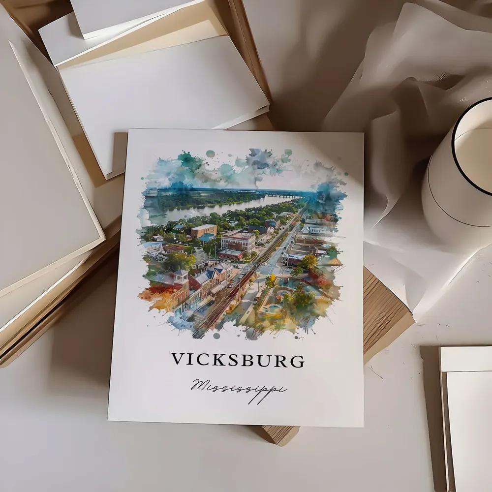 Vicksburg MS Watercolor Travel Poster - Image 6