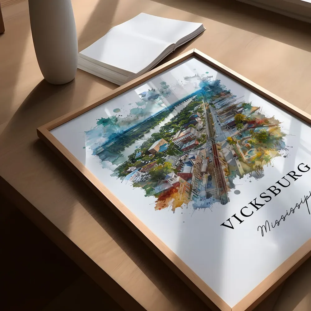 Vicksburg MS Watercolor Travel Poster - Image 5