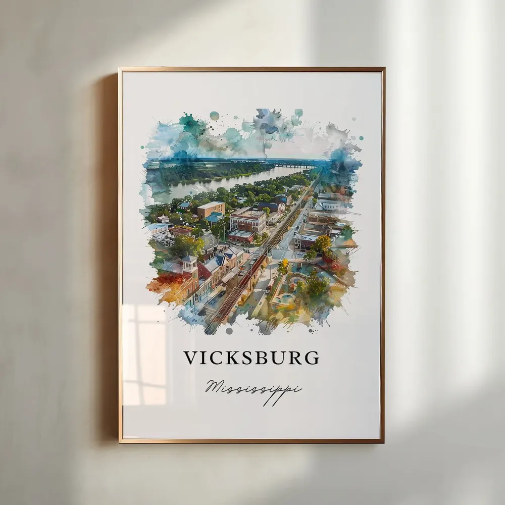 Vicksburg MS Watercolor Travel Poster