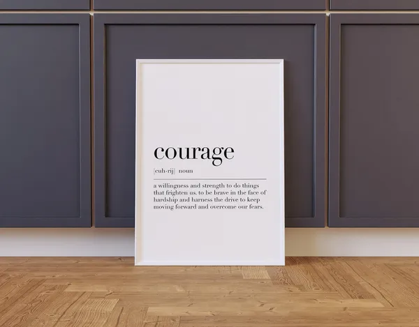 Courage Definition Wall Art Print, Typography Quote