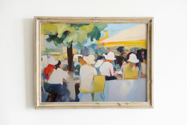 Abstract Cafe Painting Yellow Summer Art Print