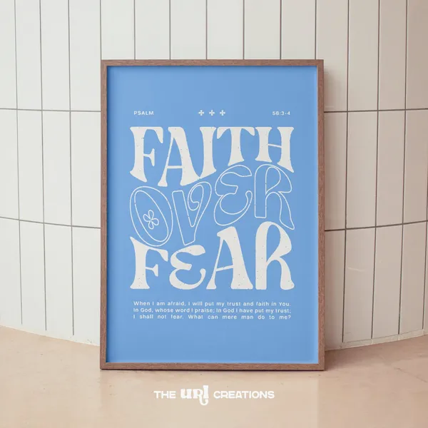 Faith Over Fear Bible Verse Quote Art Print