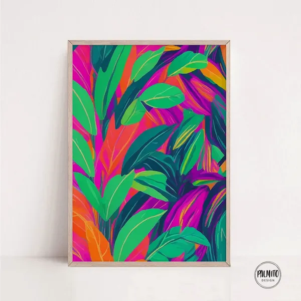Colorful Botanical Abstract Leaves Art Print