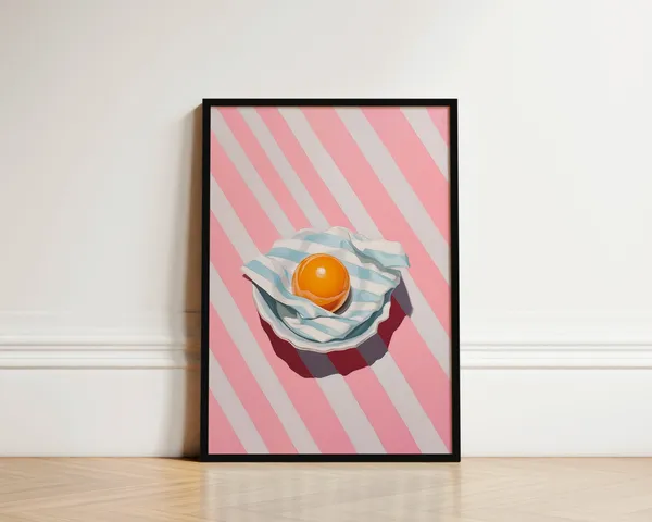 Pink Striped Egg Kitchen Wall Art Print