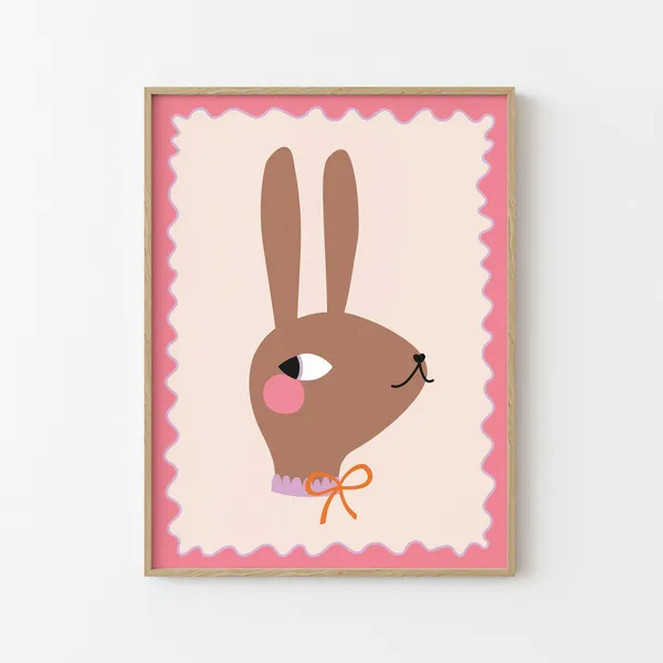 Ms Bunny Print Illustration Poster for Kids