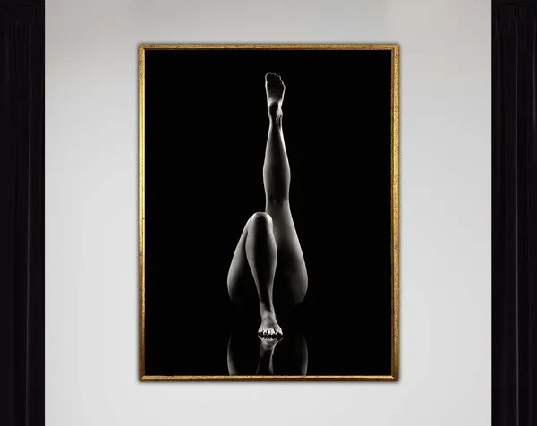 Elegant Nude Woman Portrait Abstract Female Legs Art