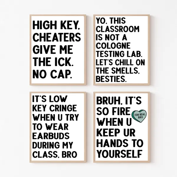 Gen Z Slang Classroom Signs Set, Teacher Decor