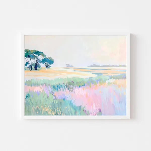Pastel Abstract Landscape, Whimsical Impressionist Art Print