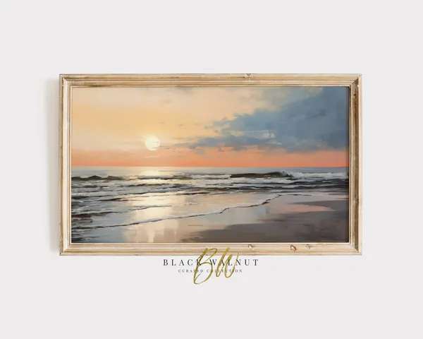 Coastal Summer Sunset Abstract Seascape Art Print