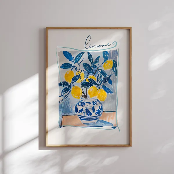 Italian Lemon Print, La Dolce Vita Travel Poster