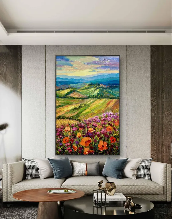 Abstract Mountain Flower Landscape Oil Painting Art Print
