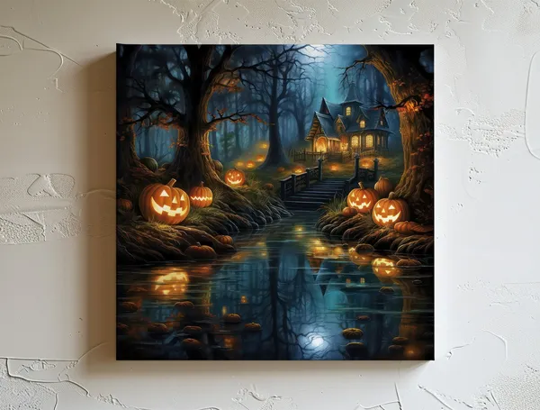 Halloween Haunted Mansion, Spooky Forest Art Print