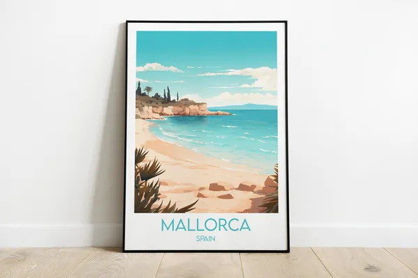 Mallorca Travel Poster, Spain Wall Art Print