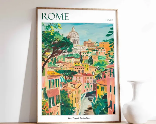 Rome Travel Poster, Italian Decor Art Print