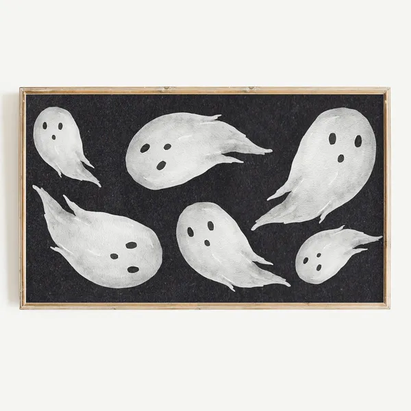Halloween Ghost Watercolor Boho Art Print