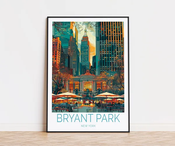 Bryant Park New York Travel Poster, City View