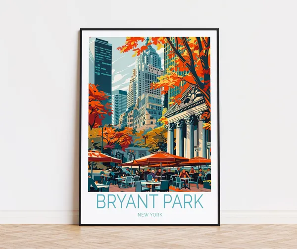 Bryant Park New York City Travel Poster Art Print